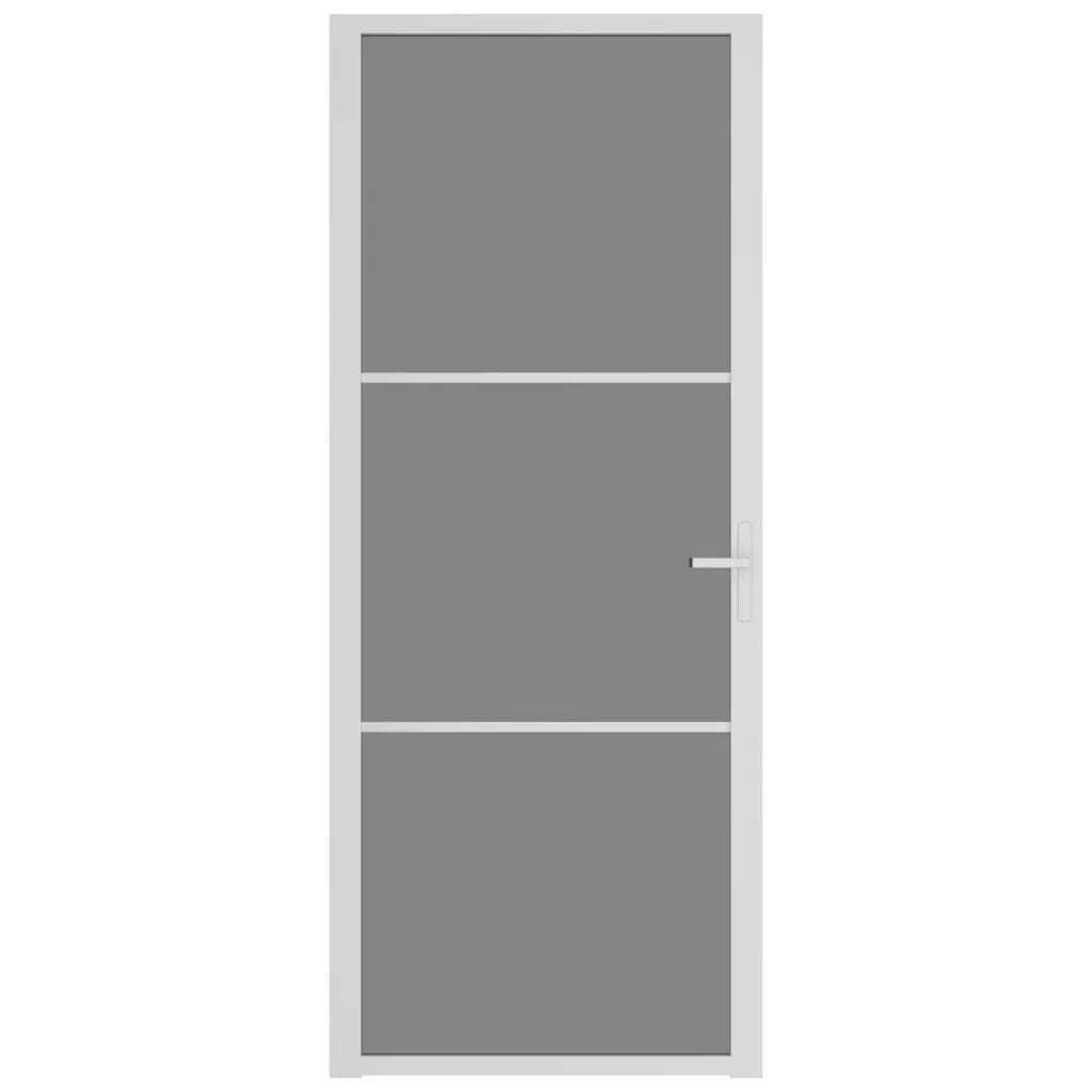 Porta Interna 83x201,5 cm Bianca in Vetro ESG e Alluminio cod mxl 62097