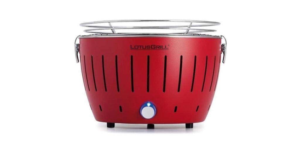 LotusGrill LOG-RO-280 LotusGrill Mini Barbecue a Carbone con Alimentazione USB e Batterie Doppia Camera d'aria Sicura Griglia 29,2 cm colore Rosso