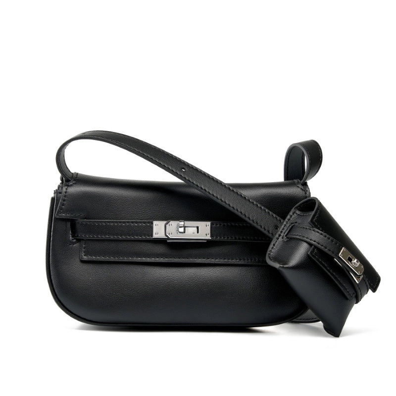 Borsa a tracolla multifunzionale da donna Moove Kelly Mini in vera pelle, colore nero.