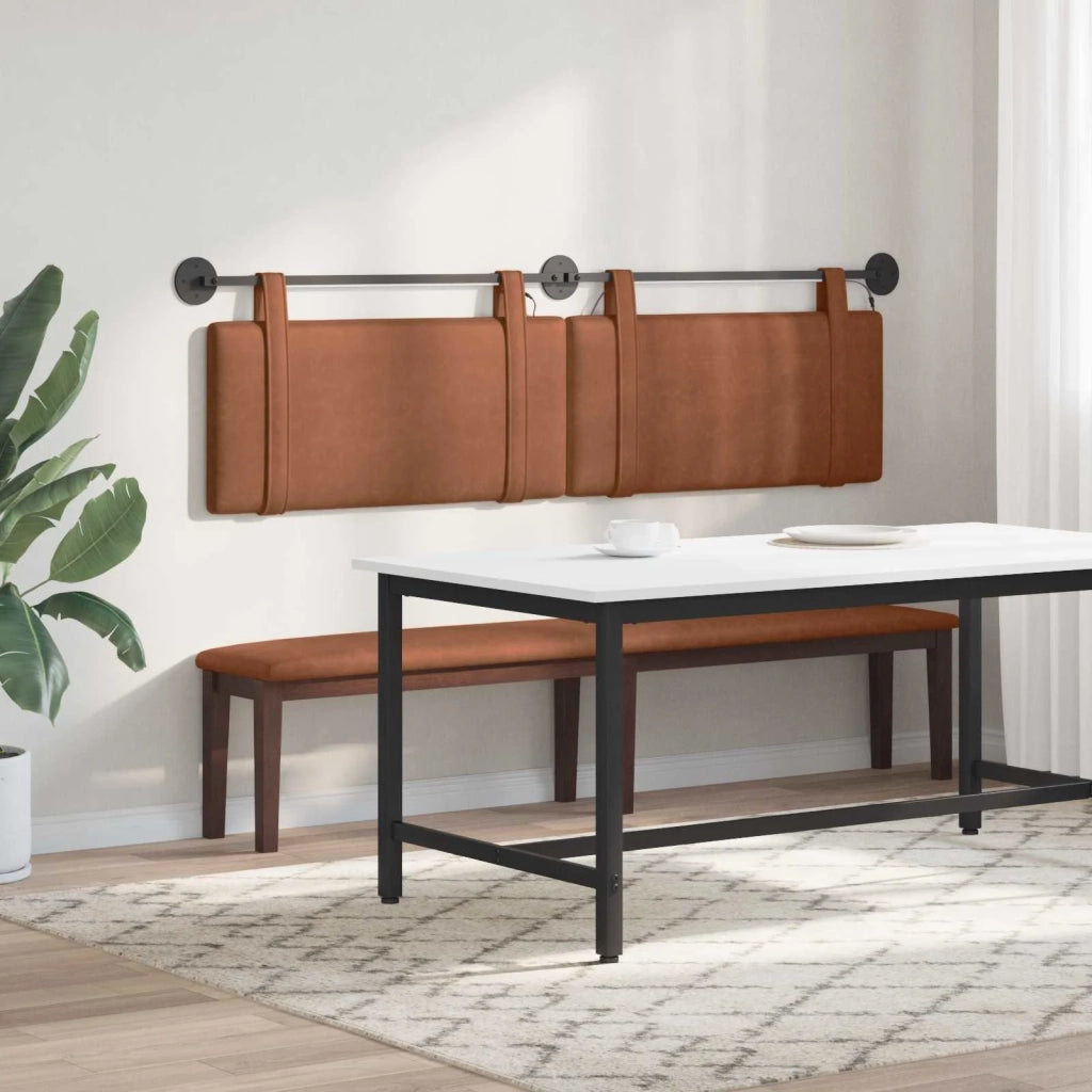 Testiera sospesa Con luce LED Marrone PU Antico