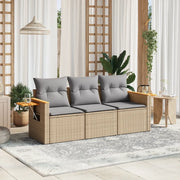 Set Divano da Giardino 3 pz con Cuscini Beige in Polyrattan 3259000