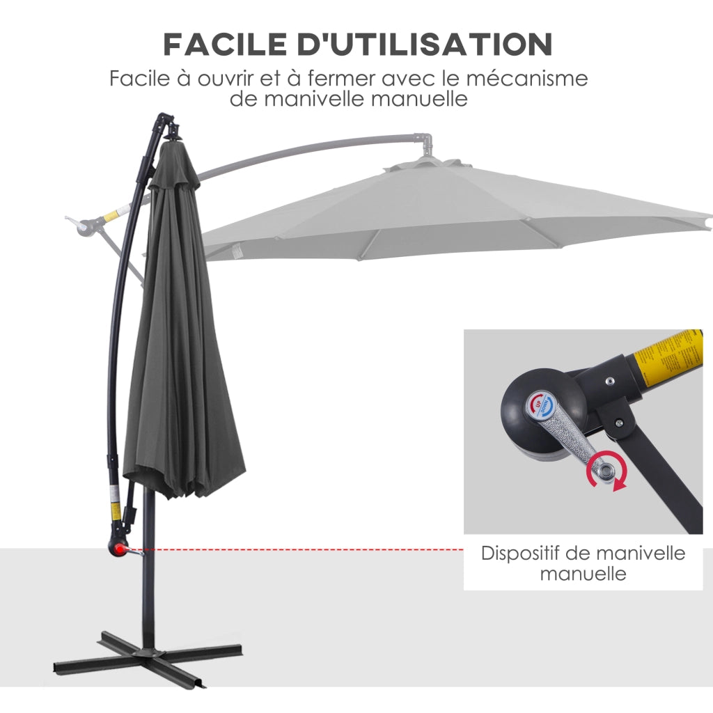 Ombrellone da Giardino Ottagonale Inclinabile con Manovella ¨C zephmum ¨C Grigio 300x250 cm