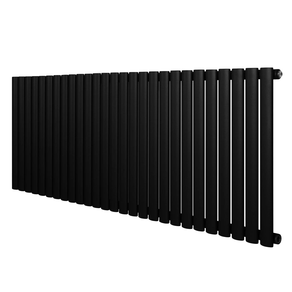 Radiatore Orizzontale Design Ovale Colonna Singola Nero 600x1620 mm