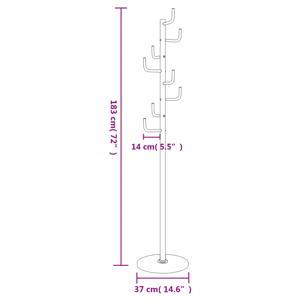 Appendiabiti Nero 183 cm in Ferro Verniciato a Polvere CFW7128578