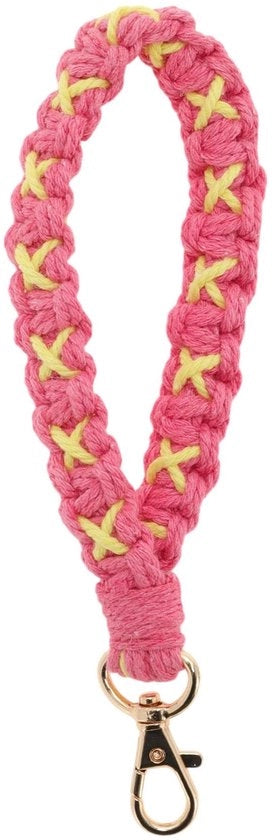 Sostegno per chiavi stile bohemien - Sostegno per chiavi macramé - Filo di cotone intrecciato - Chiusura robusta - Disegno unico di fiori - Duraturo e realizzato a mano - Anello per chiavi