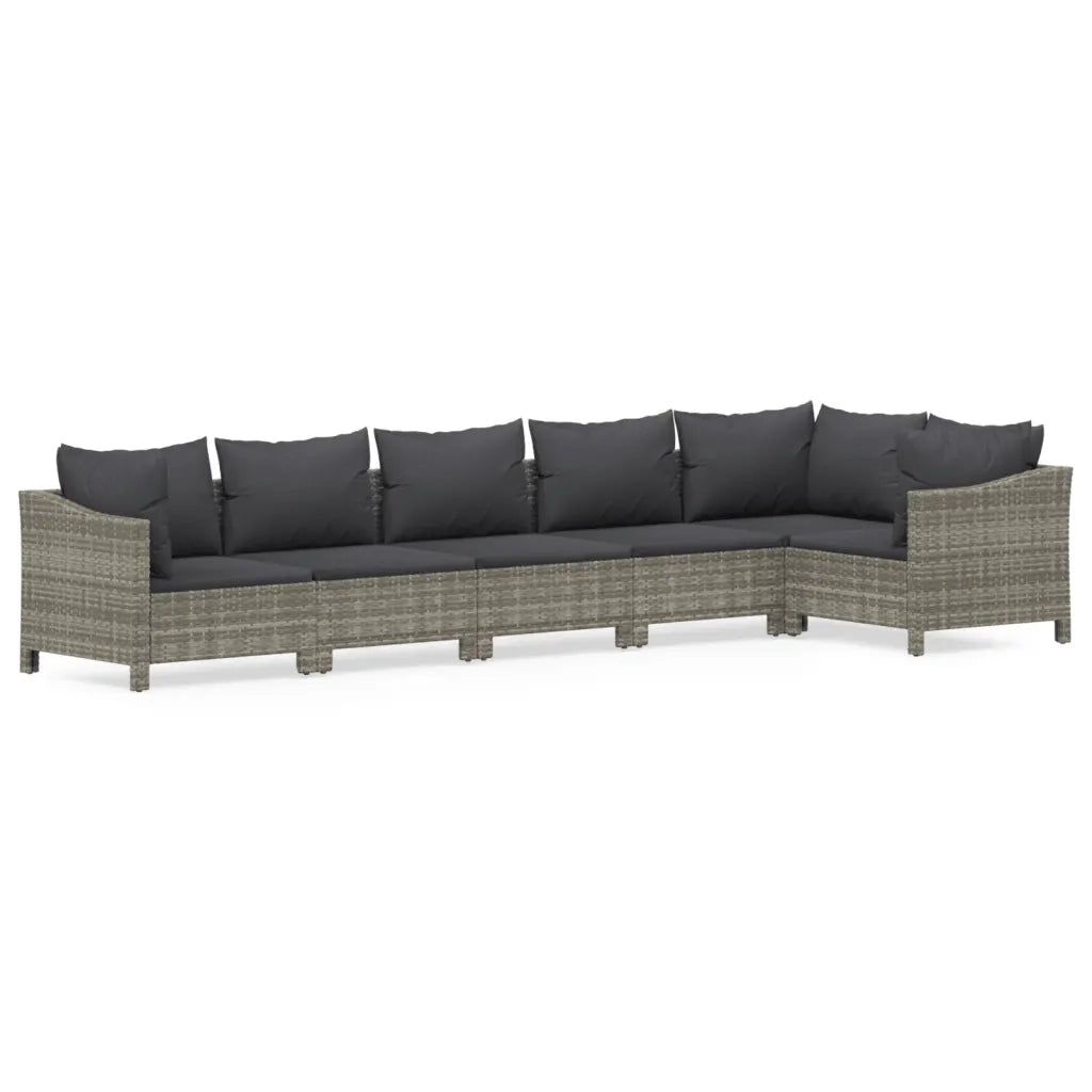 Set Divani da Giardino 6 pz con Cuscini in Polyrattan Grigio 3187276