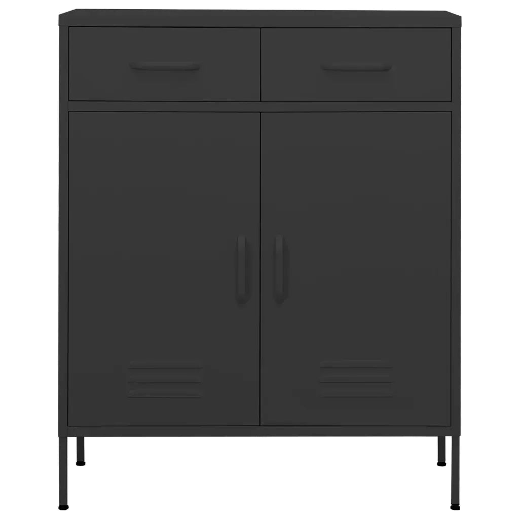 Mobile contenitore moderno color antracite 80 x 35 x 101,5 cm con pratici cassetti finitura opaca acciaio color antracite 02_0046850