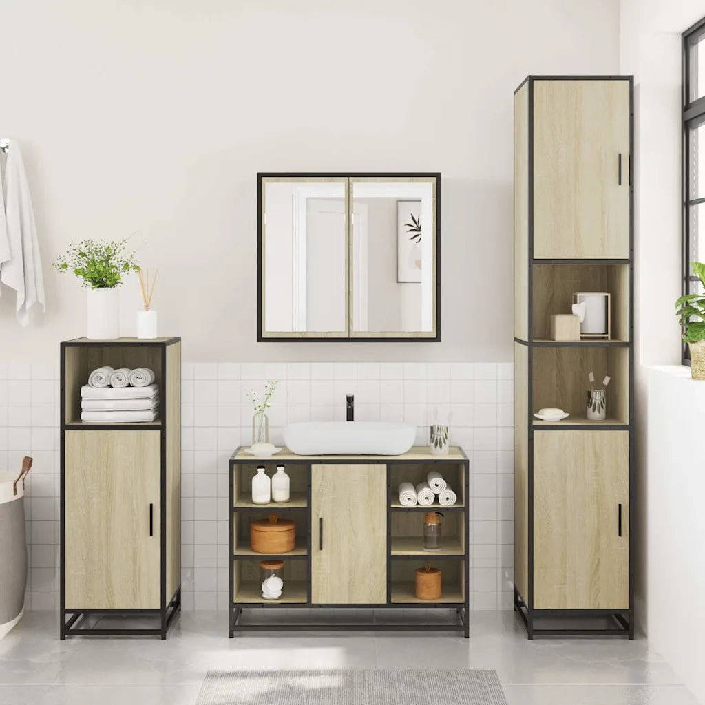 Set Mobili da Bagno 2 pz Rovere Sonoma in Legno Multistrato 3300911