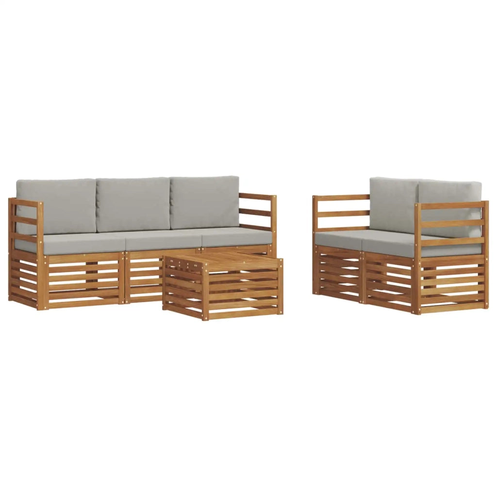 Set divani con cuscino 6 pcs Grigio Naturale e Chiaro