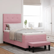 Letto a Molle con Materasso e Panca Rosa 80x200 cm Velluto