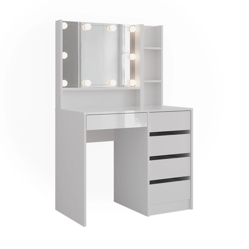 Vicco Tavolo da toeletta Bianco/bianco lucido 89.8 cm 4 parti