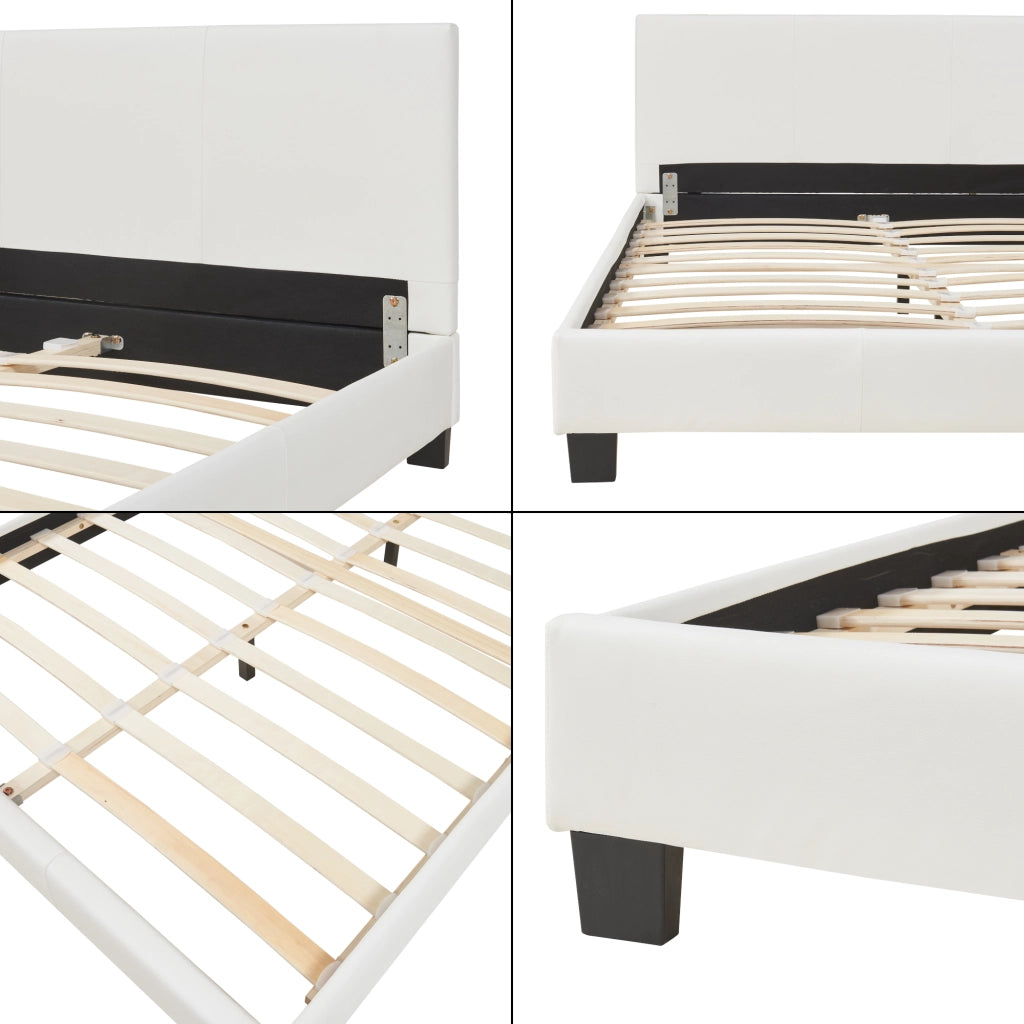 Letto Francese a Testiera Alta 140x200 cm Rivestimento in Similpelle Bianco Corium