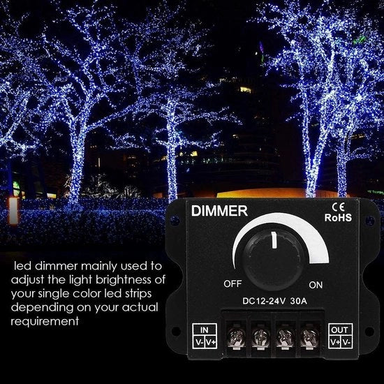 Dimmer per Strisce LED con regolazione di luminosità per Strisce LED DC 12V-24V, 30A controller PWM.