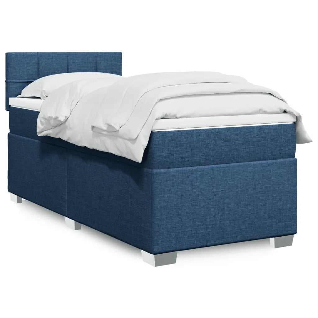 vidaXL Giroletto a Molle con Materasso Blu 90x200 cm inTessuto