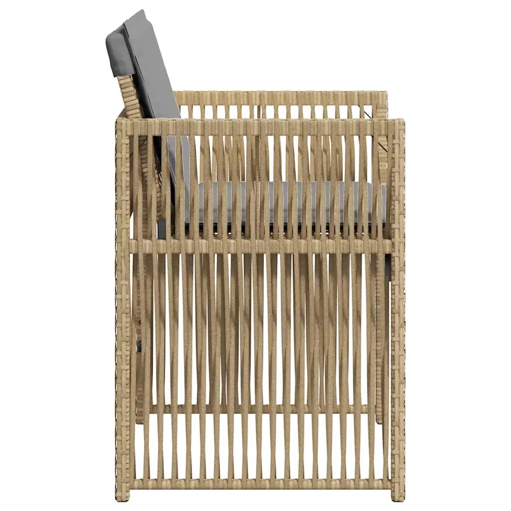Sedie da Giardino con Cuscini 4 pz | Sedie da Esterno Beige Misto in Polyrattan