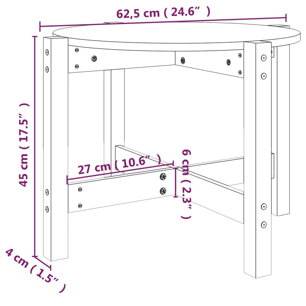 Tavolino da Salotto Nero Ø 62,5x45 cm in Legno Massello di Pino 822306