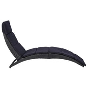 Lettino Prendisole | Sdraio da giardino | Lettino da sole con Cuscino in Polyrattan Nero