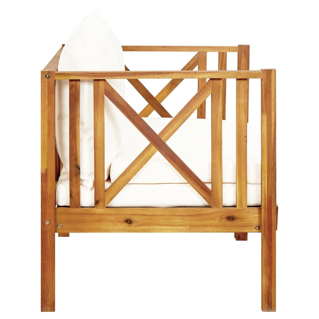 Panca da giardino mobili da giardino per esterni terrazza 2 posti e cuscini 122 x 66 x 68,5 cm legno massello di acacia 02_0011292