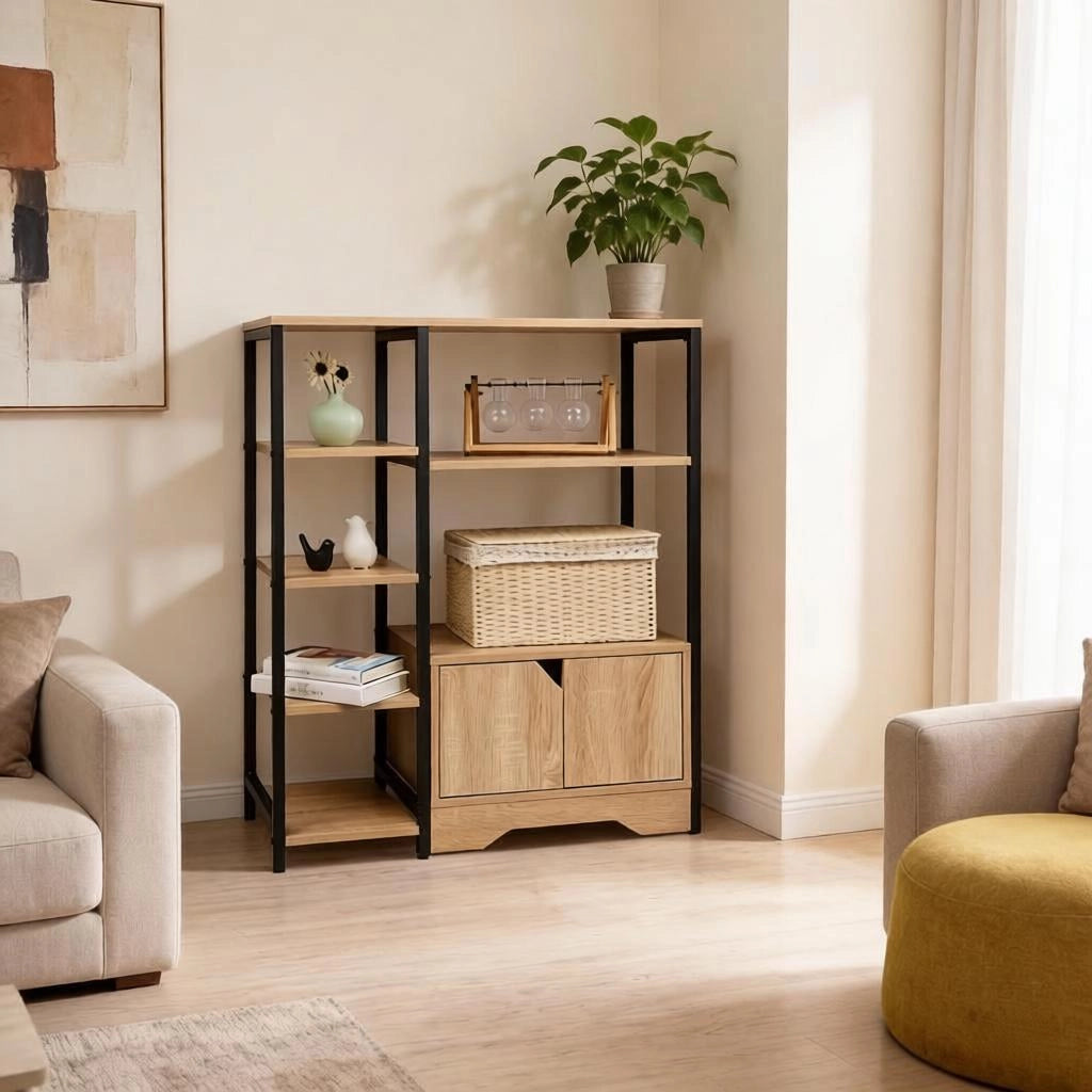 LIBRERIA 80x35x97 cm in MDF E1 colore rovere chiaro