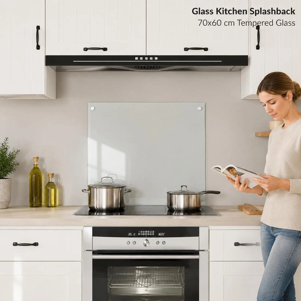 Kitchen Backsplash, Transparent, 70x60 Cm, Tempered Glass
