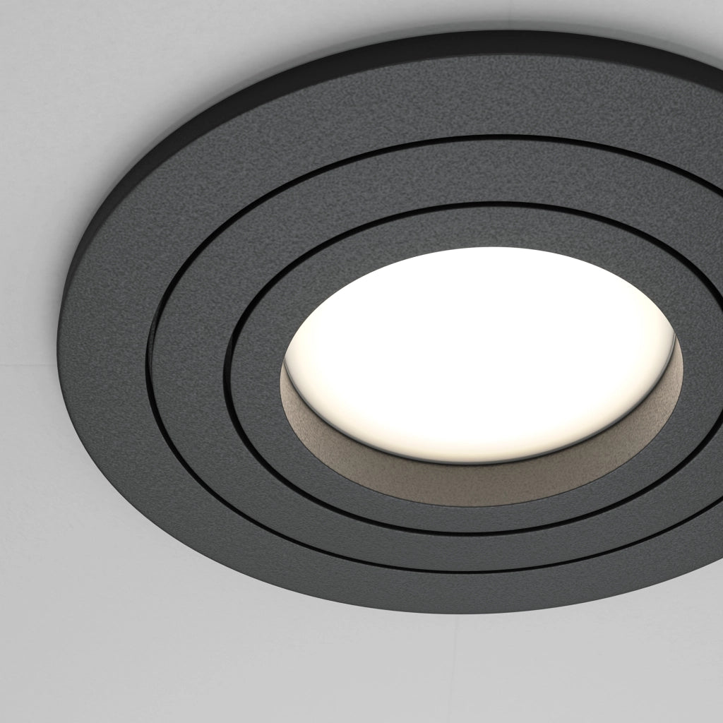 Faretto tondo incasso Maytoni Atom DL023-2-01B nero GU10