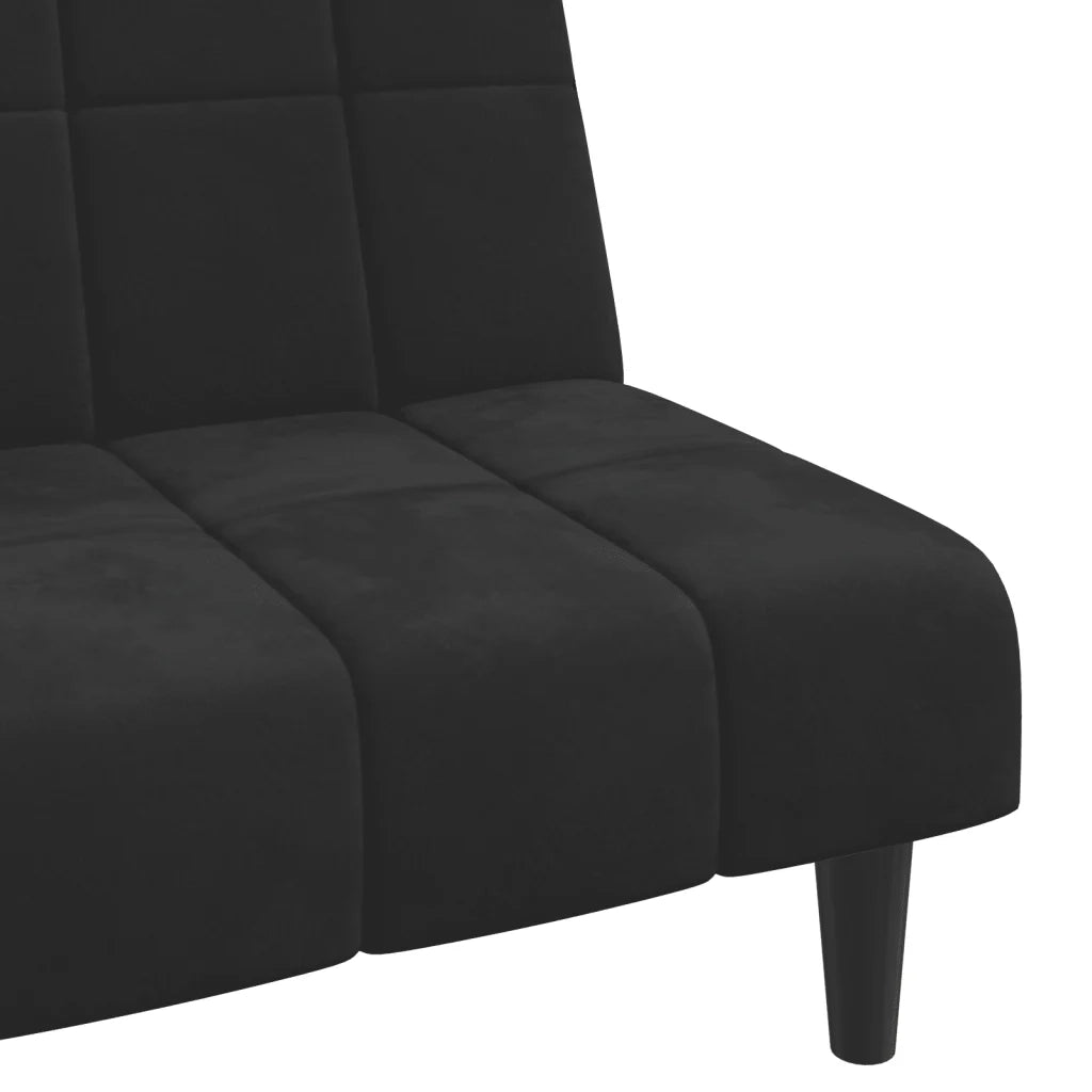 Divano Letto a 2 Posti Nero in Velluto 375844