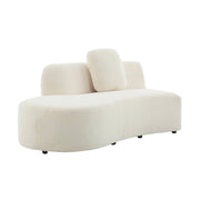Divano organico a forma di virgola in bouclé, 2–3 posti, crema