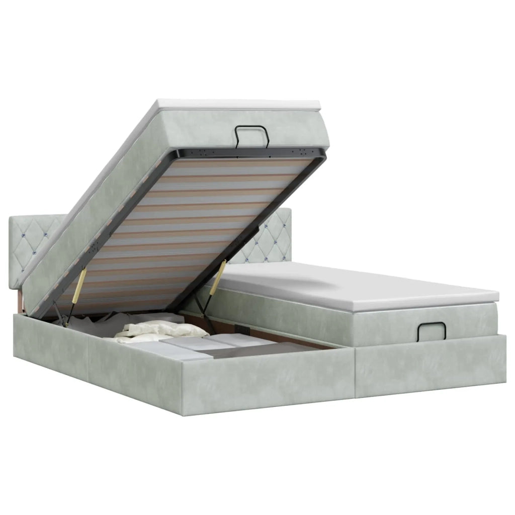 Letto ottomano con materasso 2 pcs Grigio Chiaro Velluto 3456732