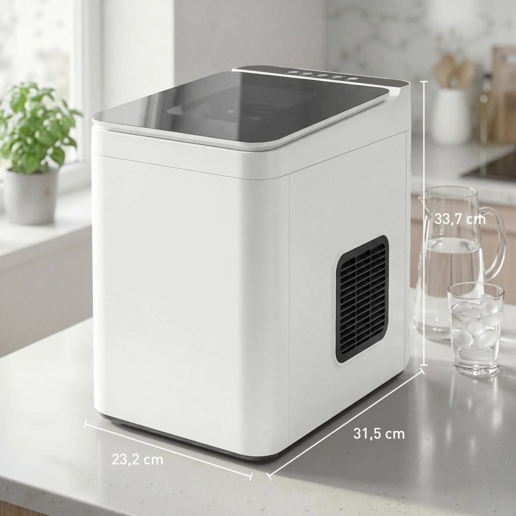 Macchina per Ghiaccio Autopulente Compatta con Paletta e Cestino ¨C Zephmum ¨C Bianco