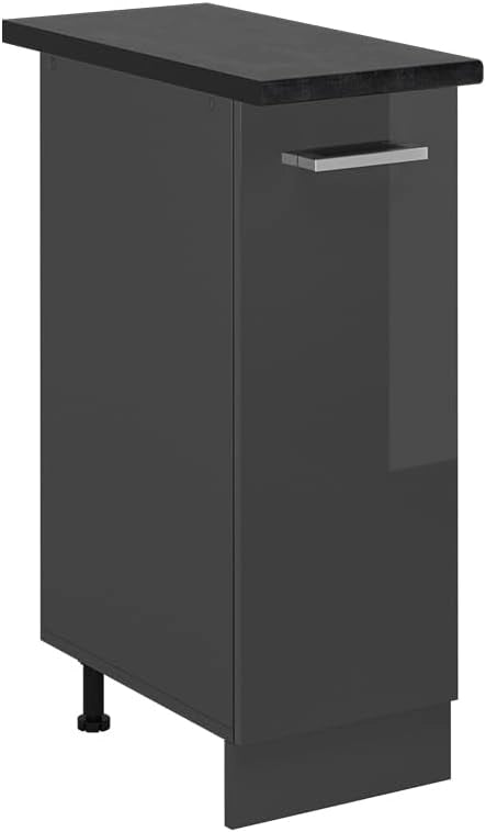 Armadio cucina dispensa alto R-Line, Antracite lucido, 30 cm, PL Antracite, per la libera combinazione all'interno di sistemi cucina modulari