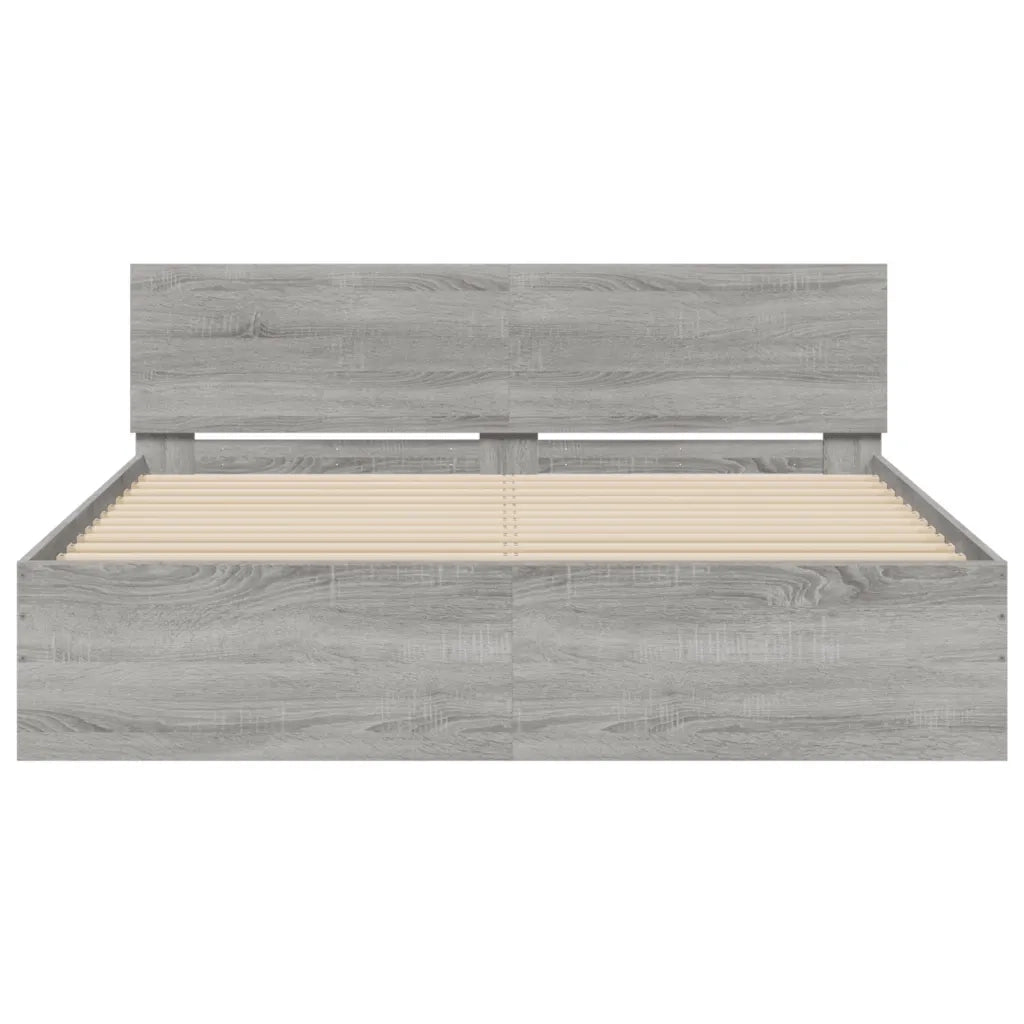 Giroletto con Testiera-Struttura Letto con testiera Grigio Sonoma 140x190 cm