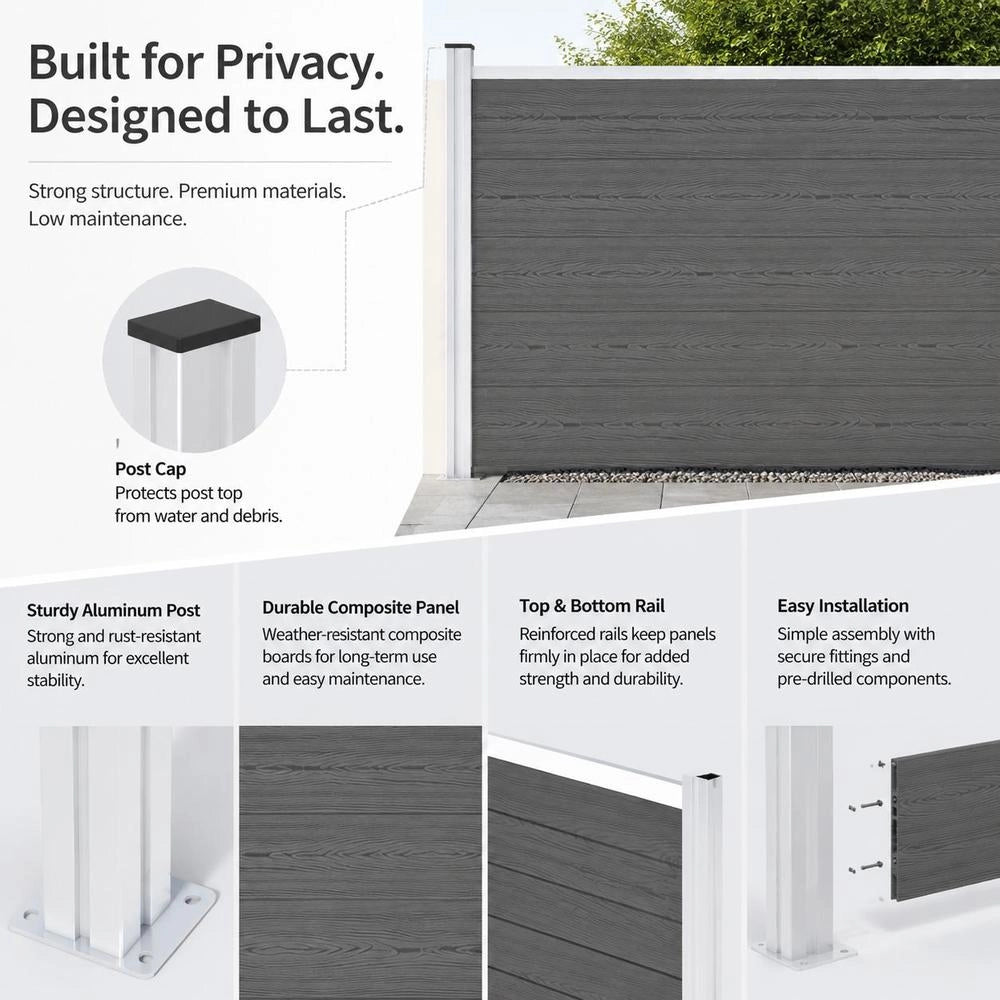 Garden Fence WPC 175x105 Cm Grey