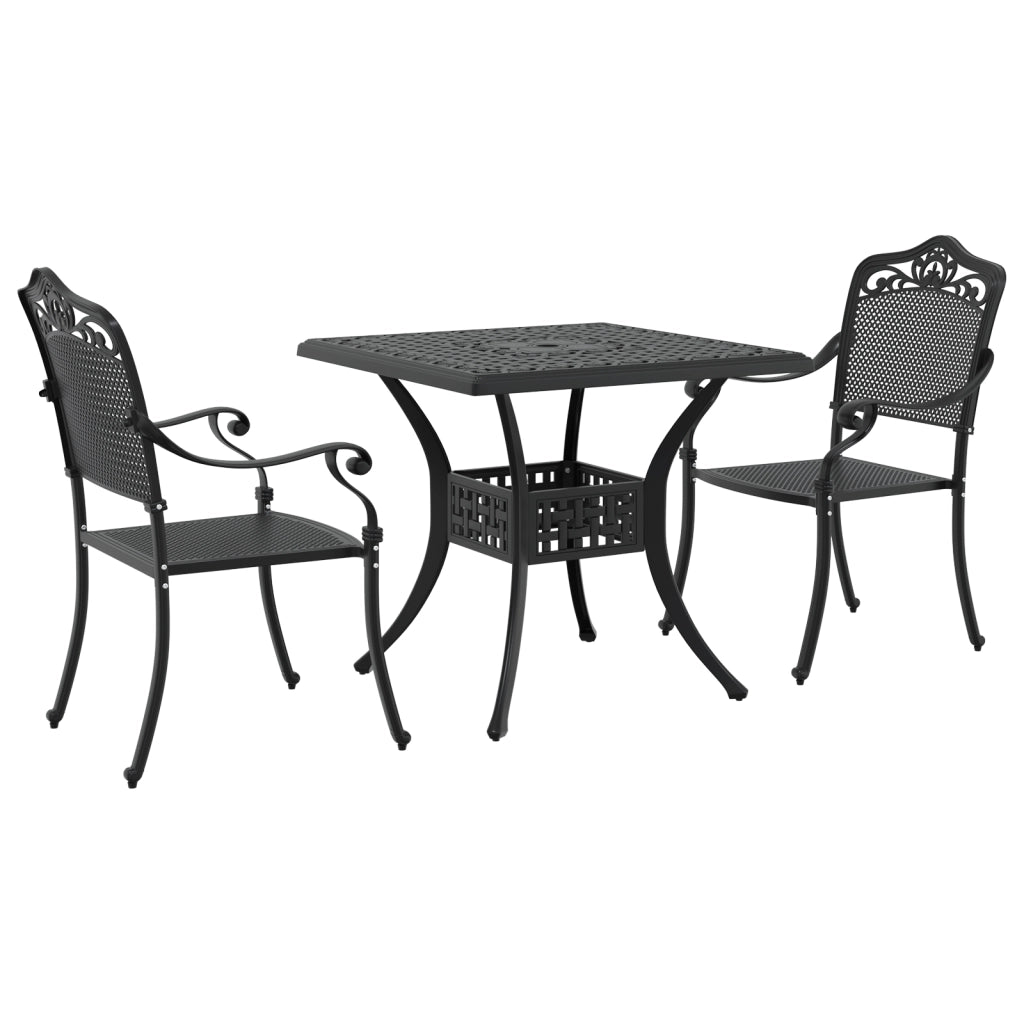 Set Bistro da Giardino 3 Pezzi in Alluminio Fuso Nero