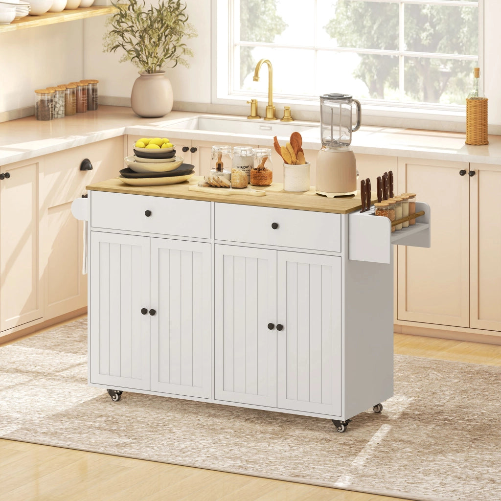 Isola cucina mobile con cassetti e ante ¨C zephmum ¨C Bianco MDF 120x60x90