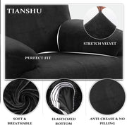 Fauteuil con schienale estensibile Hoes in tessuto di spandex per sedie con protezione per braccio e schienale in flanella moderna con imbottitura in piuma di flanella (nero)