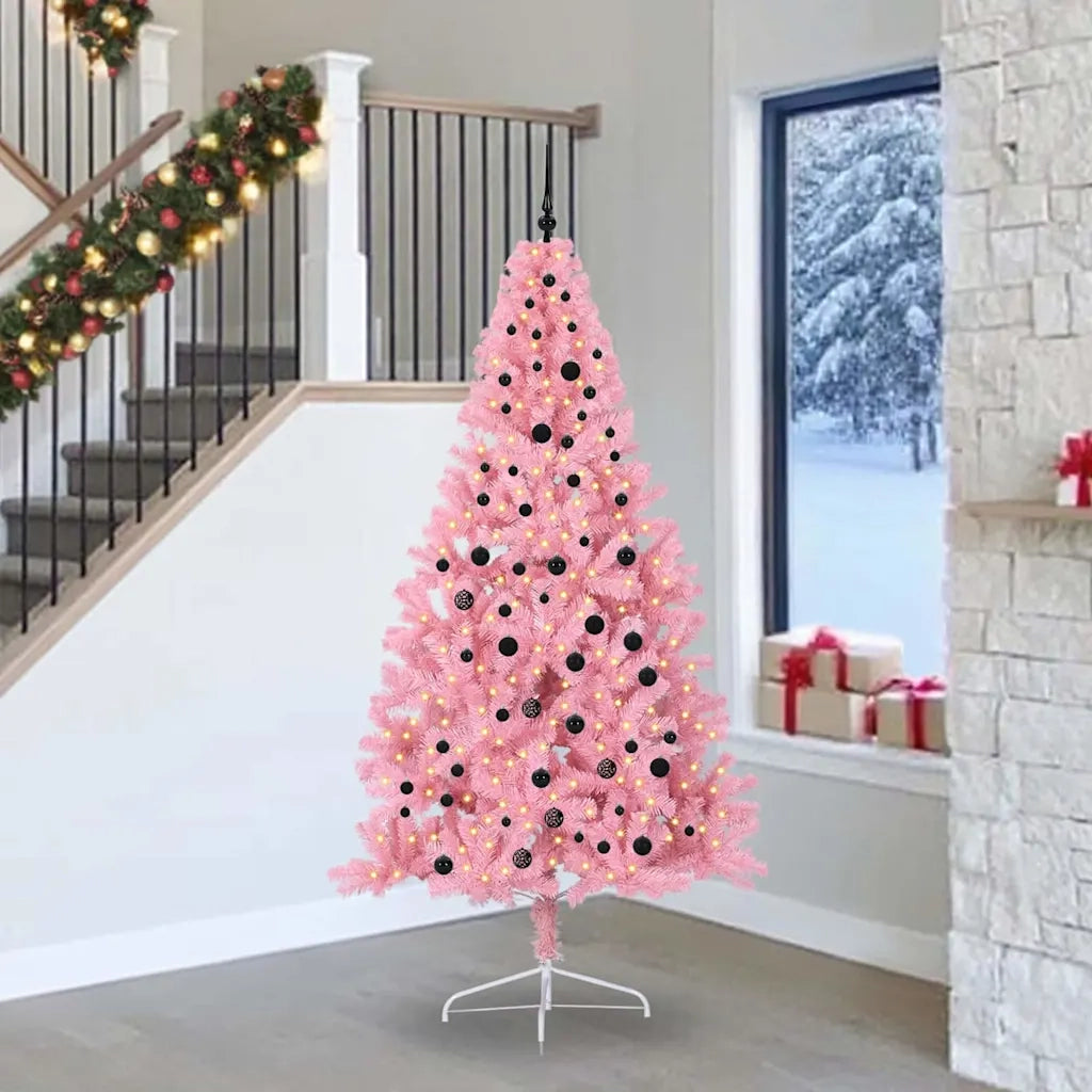 Albero di Natale | Decorazioni natalizie artificiale con luci integrate Rosa 240 cm PVC