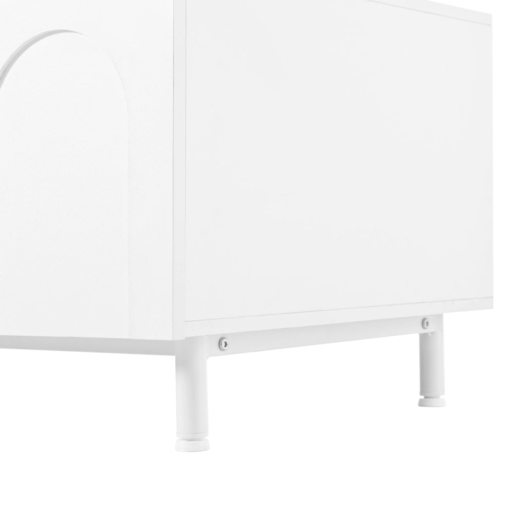 Tavolino da salotto rettangolare 100x50 cm con 2 cassetti e 2 ante; bianco