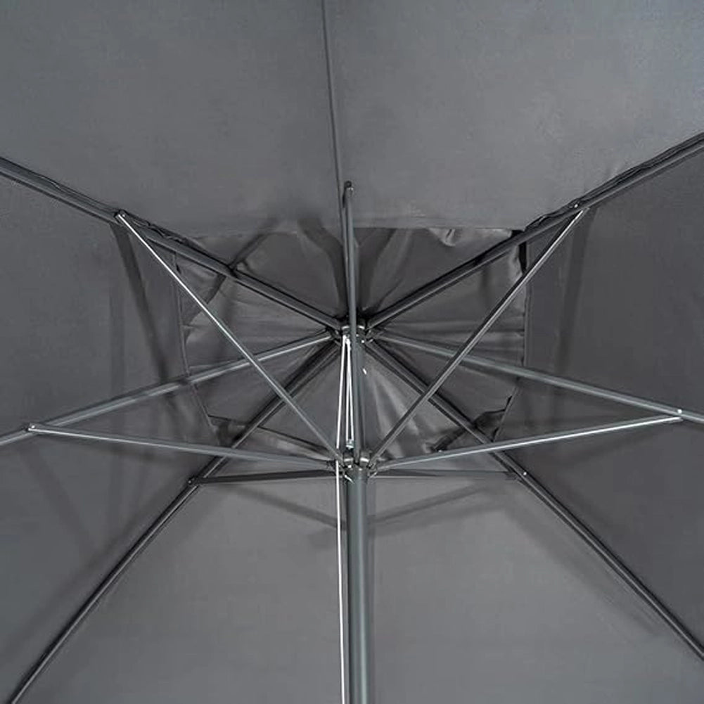 Ombrellone Giardino Palo Centrale 3x4 Metri Grigio con 8 Stecche da Esterno