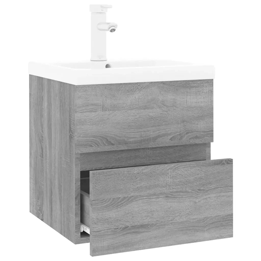 Mobile Bagno e Lavabo Integrato Grigio Sonoma Legno Multistrato 3152859