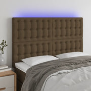 Testiera a LED-Testata con LED Marrone Scuro 144x5x118/128 cm in Tessuto 398457