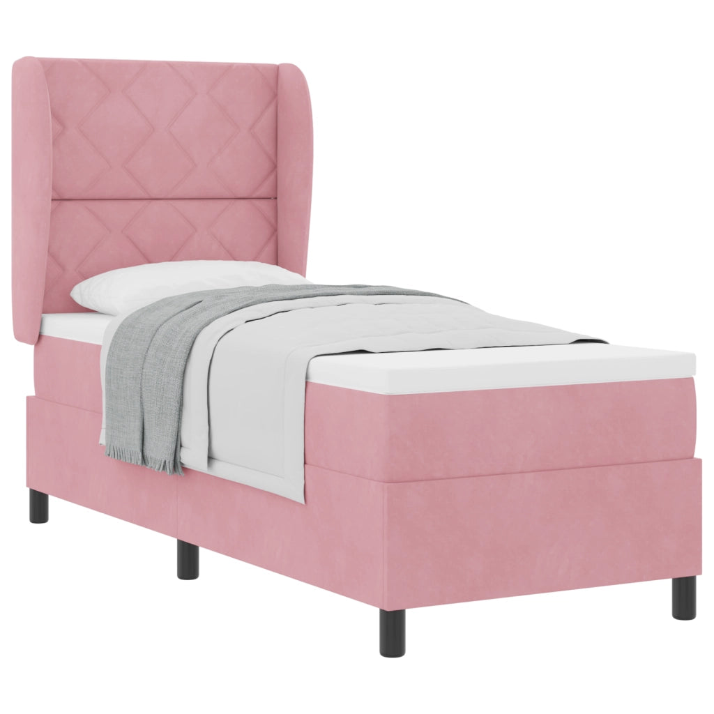 Letto a Molle con Materasso Rosa 80x200 cm Velluto