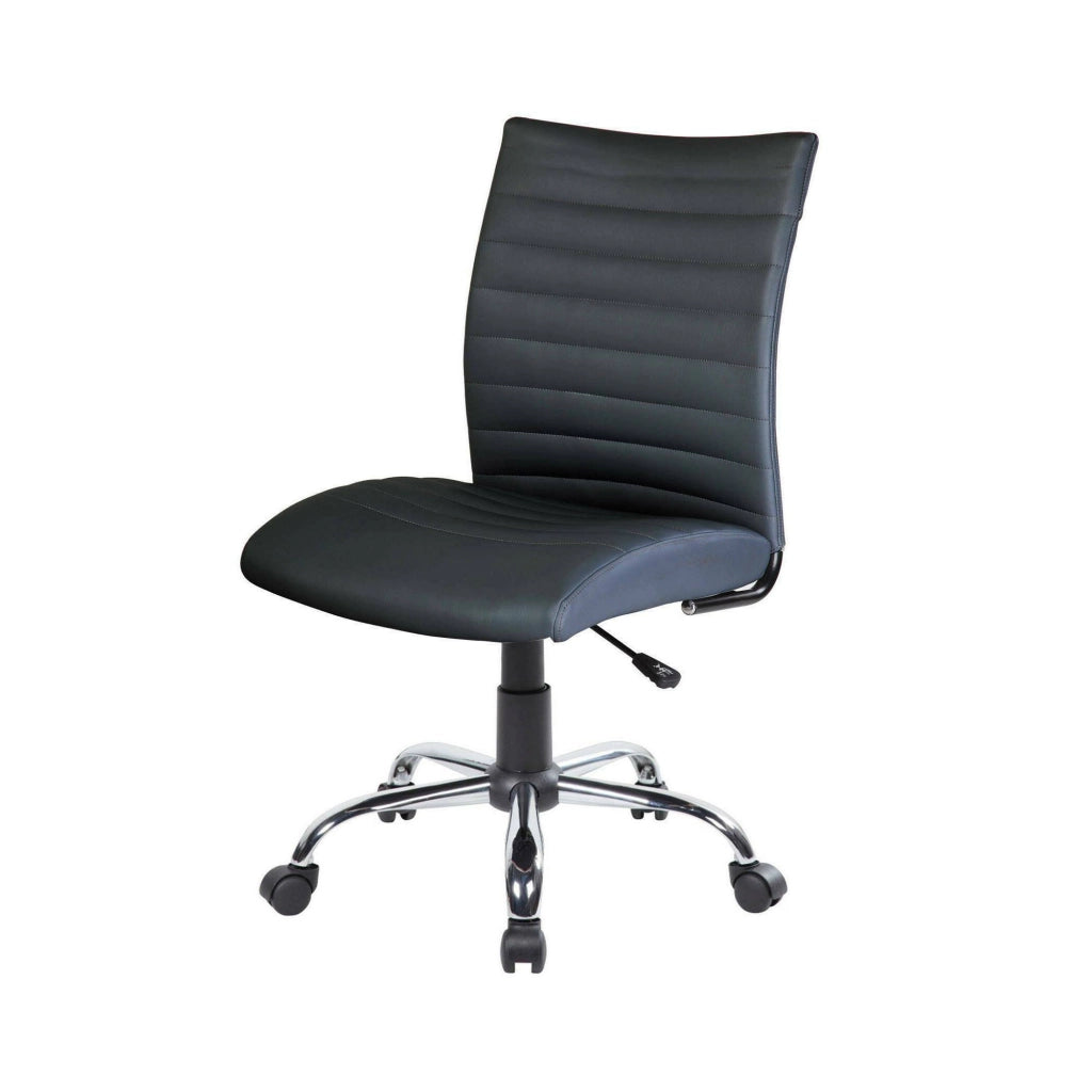 Sedia da ufficio Lia, Poltrona operativa, Seduta ergonomica da ufficio, 54x48h90/100 cm, Nero