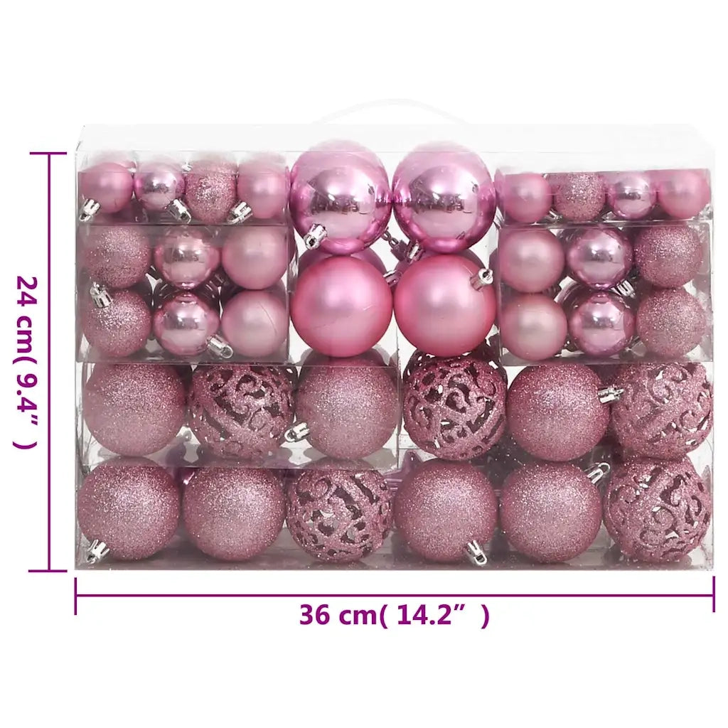 Set Palline di Natale 111 pz Rosa in Polistirene 356117