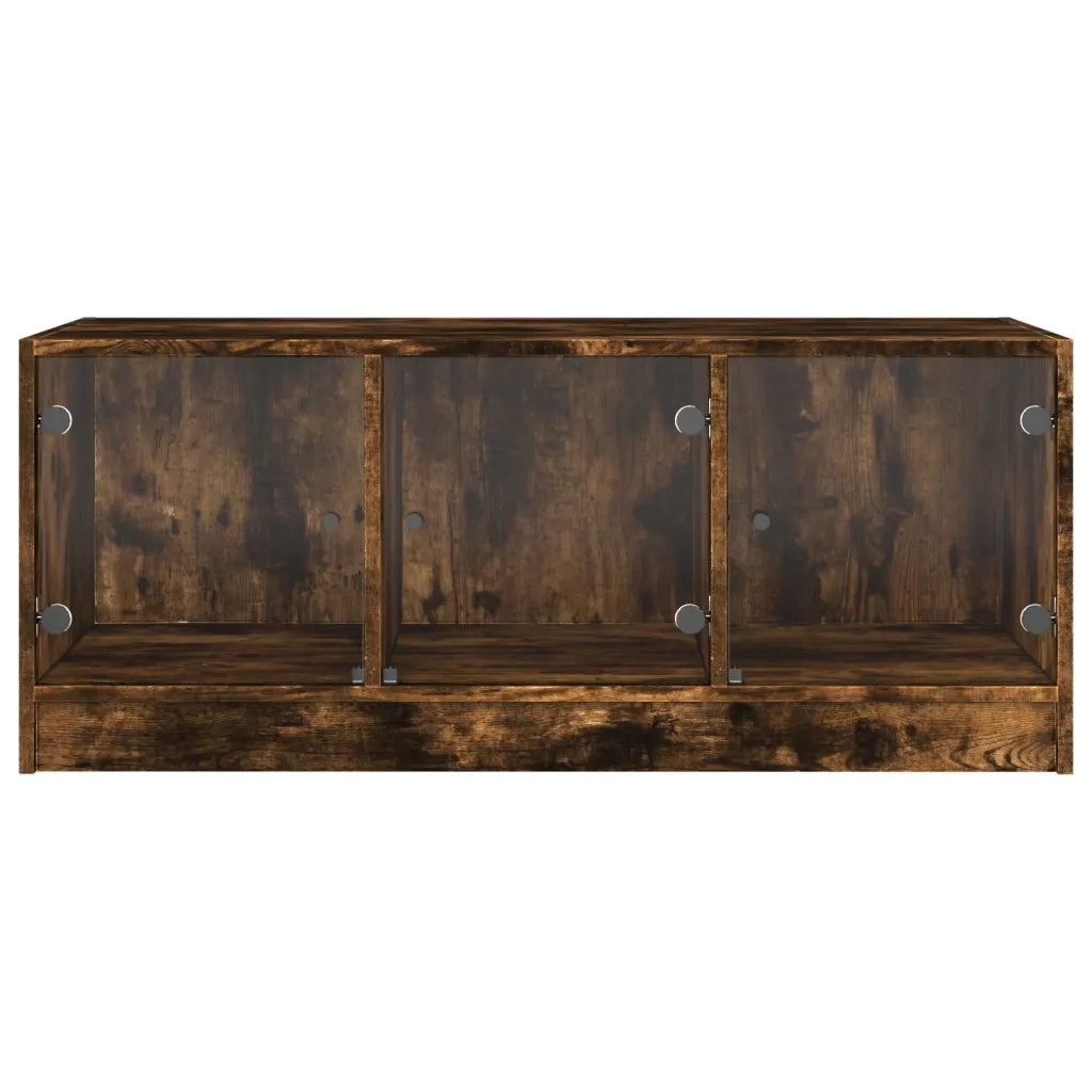 Tavolino da salotto | Tavolino da caff¨¨ | Tavolino da Soggiorno con Ante in Vetro Rovere Fumo 102x50x42 cm
