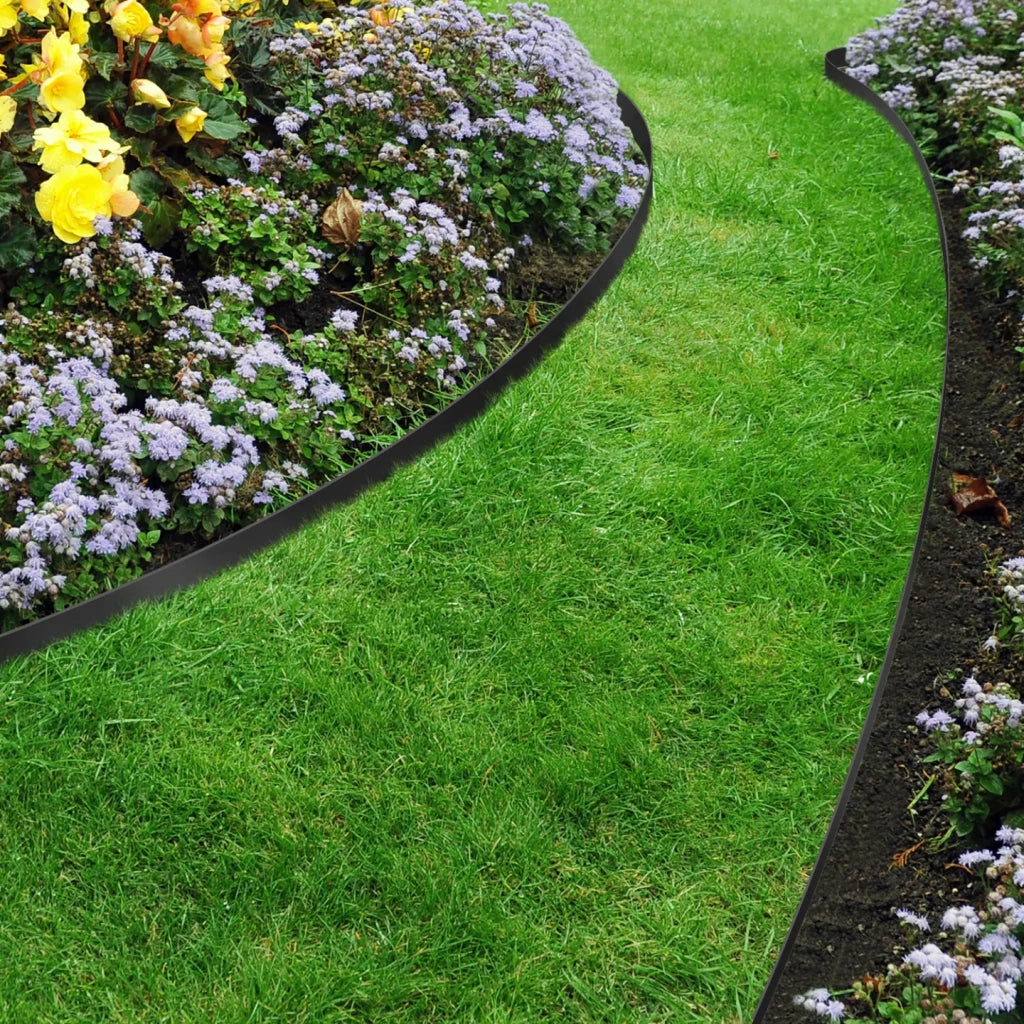 IDMarket - Cordoncino flessibile da giardino 8 M nero altezza 12 cm + 24 picchetti