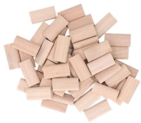 Stopperi in Legno da Mobili - 50 Unità - Materiale in Quercia - Realizzato in Legno Massello - Utilizzo per Connettere Mobili - Design Compatto - Alta Durata - Blocchi in Legno