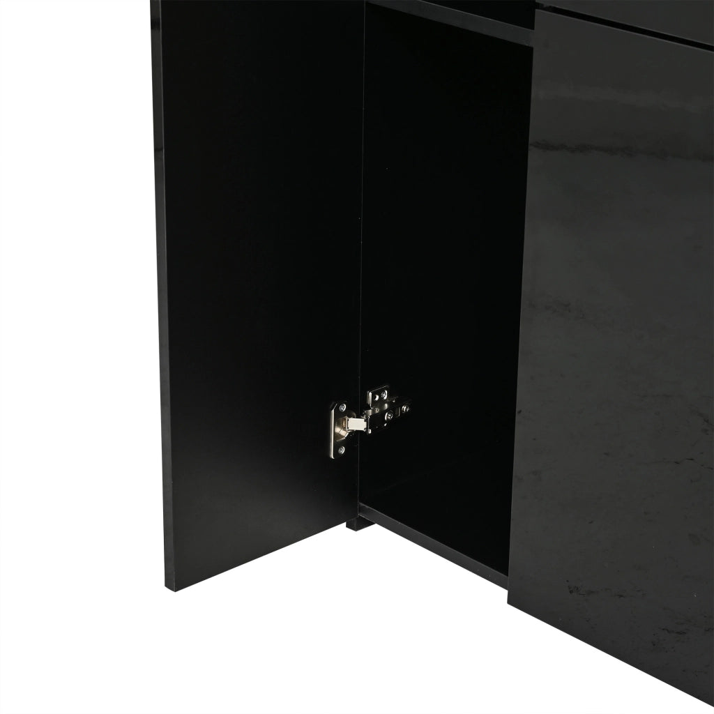 Vetrina con 1 cassetto 2 ante e vani aperti LED controllati da app per soggiorno in truciolare nero 70 × 35 × 180 cm