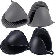 Mini guanti per forno - Resistente al calore - 2 pezzi - Nero e grigio - Silicone