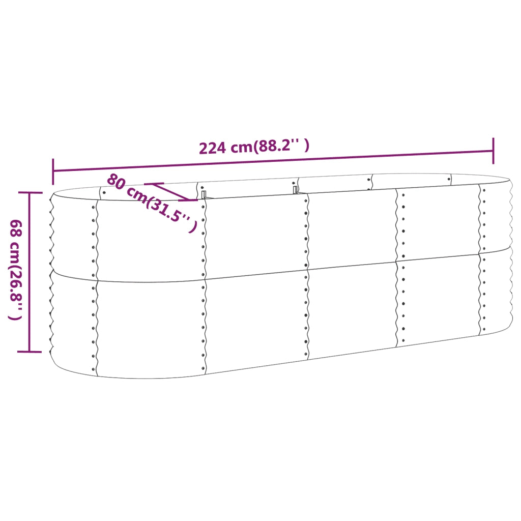 Vaso Giardino Acciaio Verniciato a Polvere 224x80x68 cm Marrone cod mxl 45940