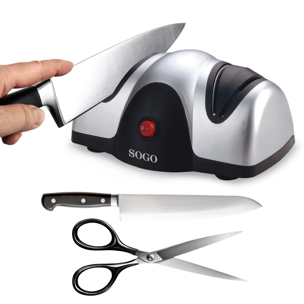 Affilacoltelli elettrico professionale con ruote Sapphirite, sistema affilatura 2 fasi 40W, guida automatica angolo ideale cucina - SOGO